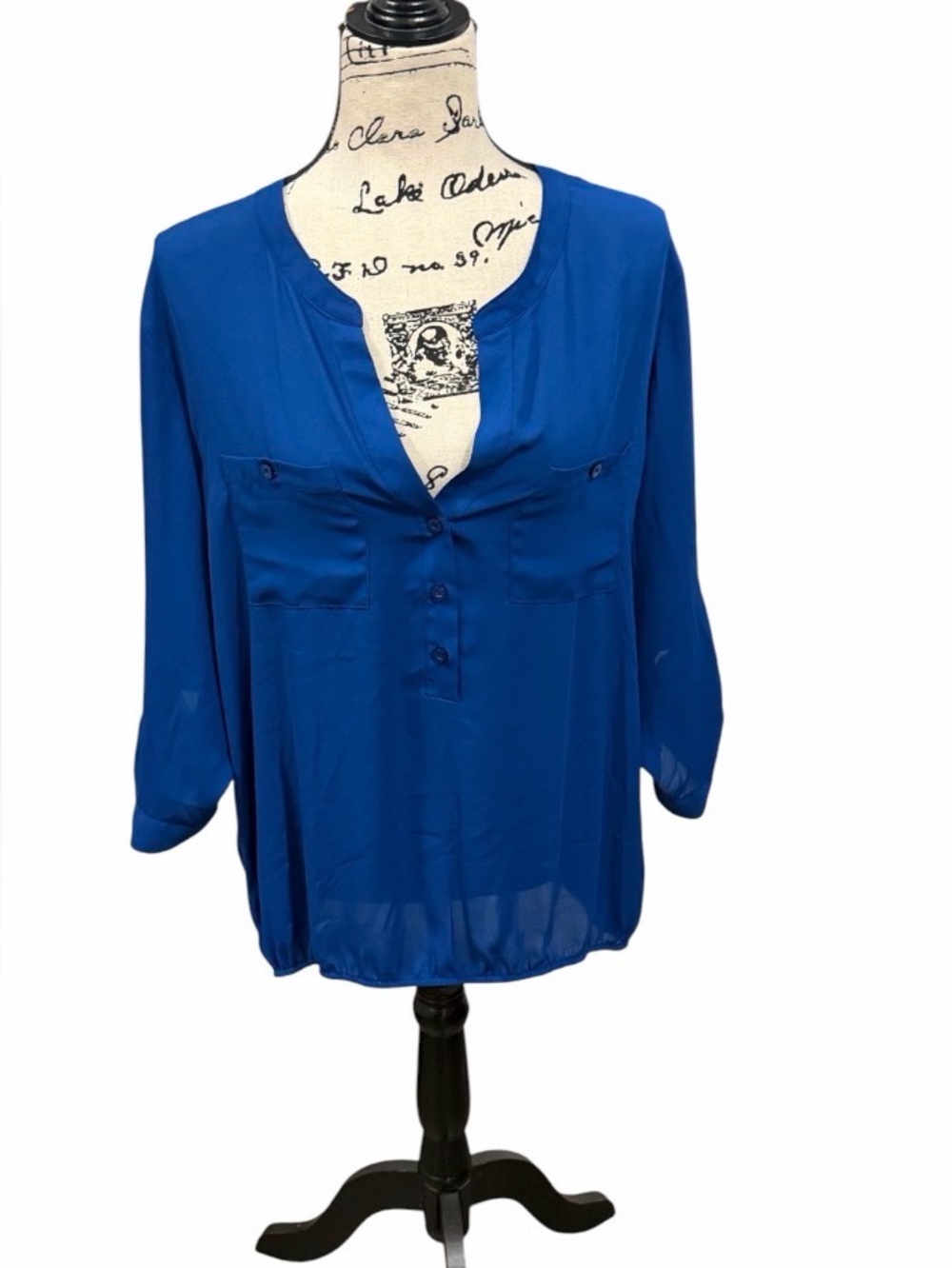New York & Company Royal blue blouse with Elastic Waistband xl